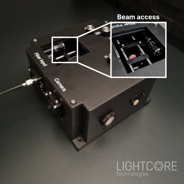 User-friendly injection box for delivery of tabletop laser via an optical fiber